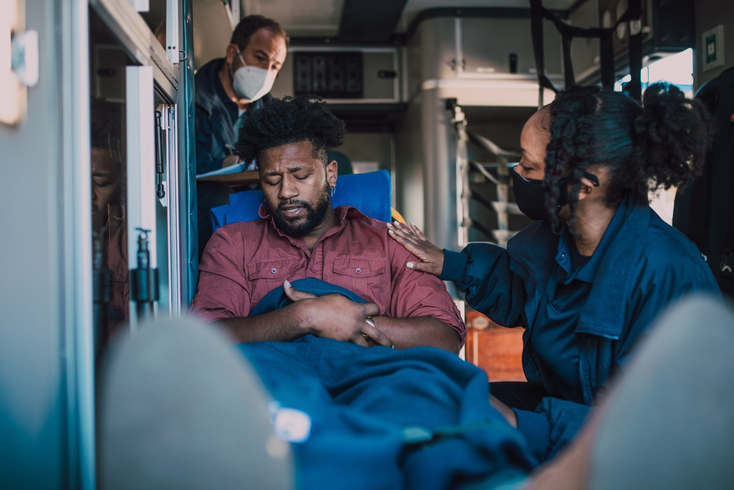 EMS transporting patient in ambulance after Florida car accident